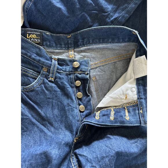 Vintage LEE Jeans High Waist Flared Dark Wash Denim USA Button Fly Size 27 - Picture 8 of 16